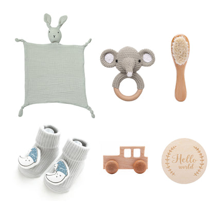 Adorable 3-Piece Infant Comfort Rattle & Rabbit Bath Towel Gift Set – Perfect for Cozy Moments!