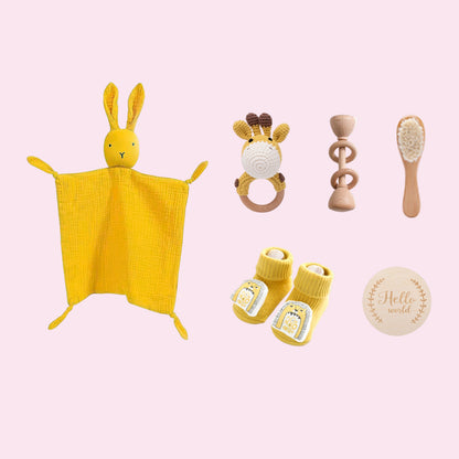 Adorable 3-Piece Infant Comfort Rattle & Rabbit Bath Towel Gift Set – Perfect for Cozy Moments!