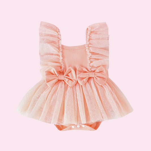 Baby Princess Jumpsuit Dress – Adorable Net Skirt Bodysuit for Newborn Girls