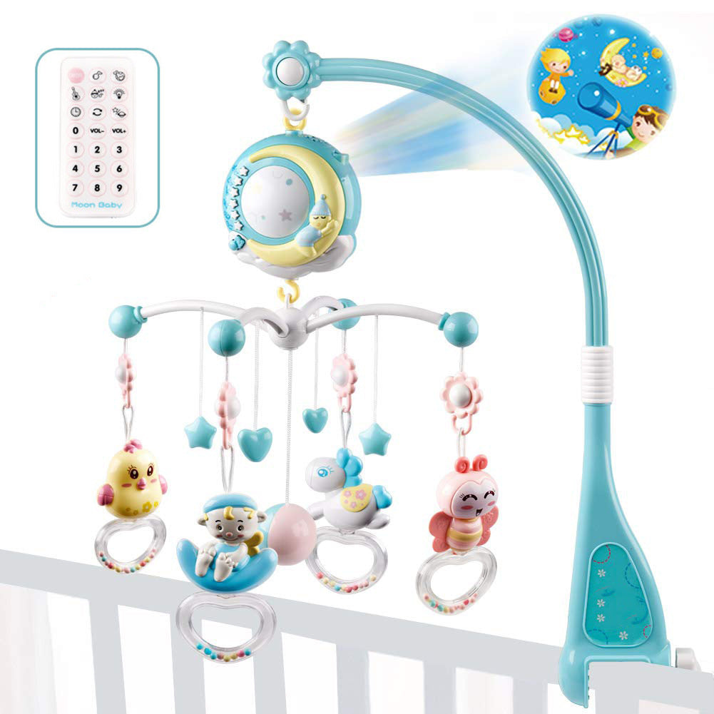 Baby Crib Mobile with Music & Projection – Rotating Rattle Toy Holder for Newborns