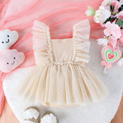 Baby Princess Jumpsuit Dress – Adorable Net Skirt Bodysuit for Newborn Girls