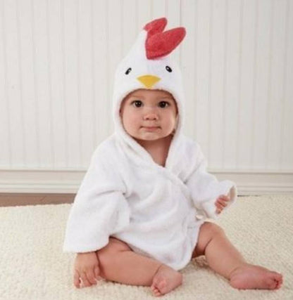 Cartoon Animal Baby Bathrobe – Soft Cotton Hooded Towel for Babies and Toddlers