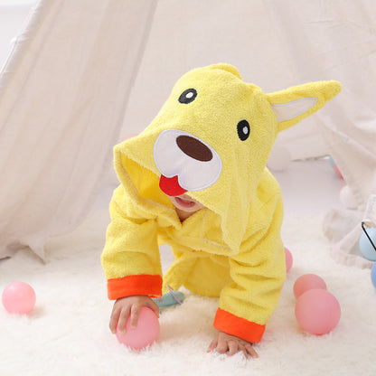 Cartoon Animal Baby Bathrobe – Soft Cotton Hooded Towel for Babies and Toddlers