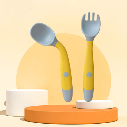 Silicone Baby Utensil Set – Soft Training Spoon and Fork for Self-Feeding
