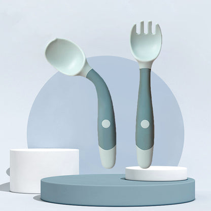Silicone Baby Utensil Set – Soft Training Spoon and Fork for Self-Feeding