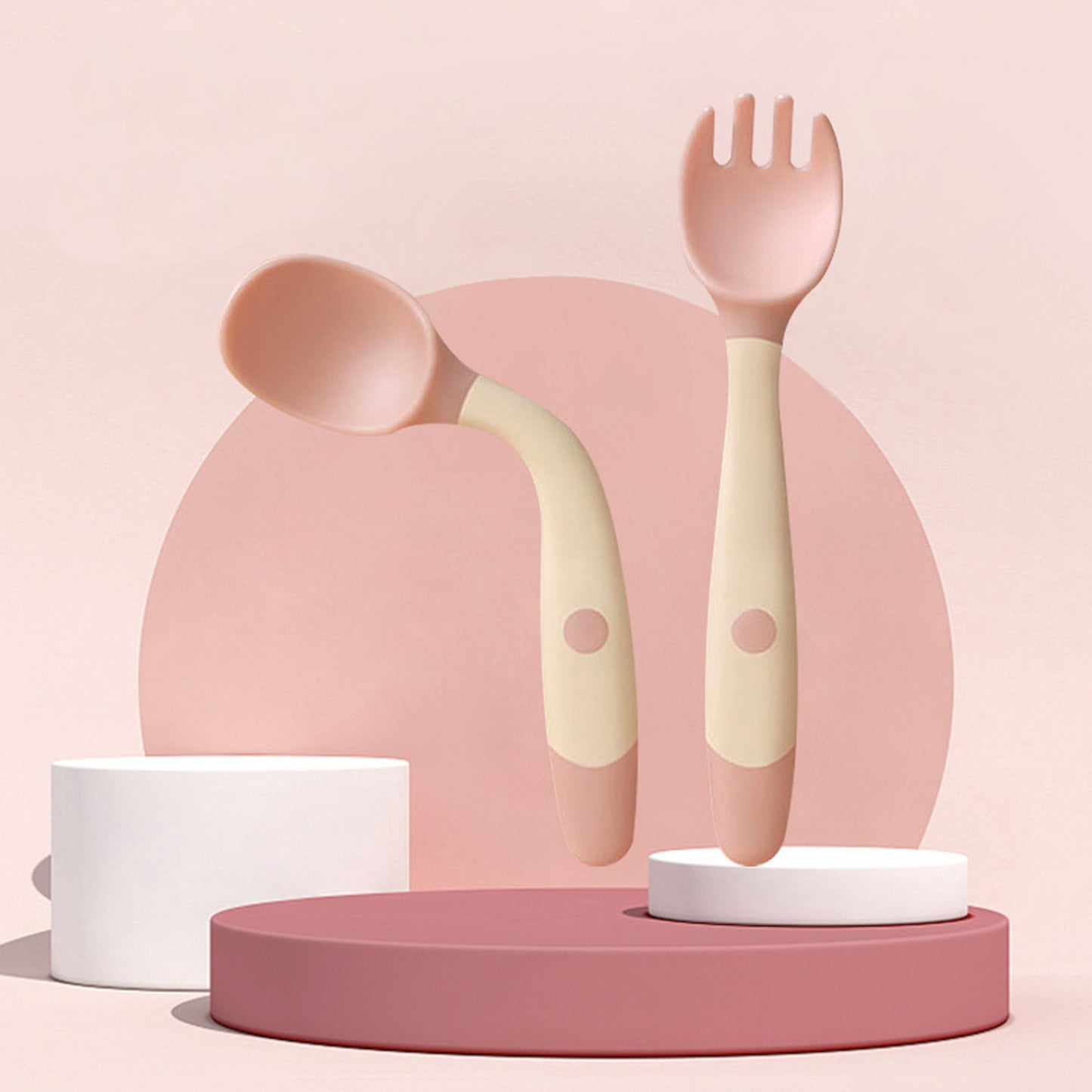 Silicone Baby Utensil Set – Soft Training Spoon and Fork for Self-Feeding