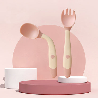 Silicone Baby Utensil Set – Soft Training Spoon and Fork for Self-Feeding