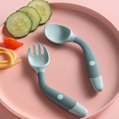 Silicone Baby Utensil Set – Soft Training Spoon and Fork for Self-Feeding