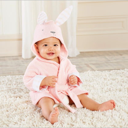 Cartoon Animal Baby Bathrobe – Soft Cotton Hooded Towel for Babies and Toddlers