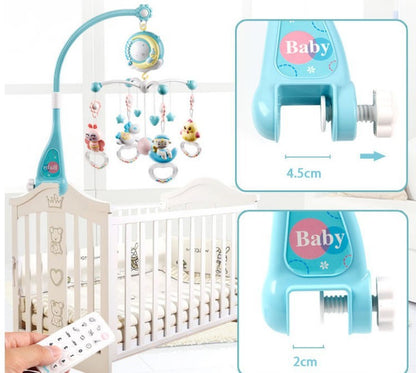 Baby Crib Mobile with Music & Projection – Rotating Rattle Toy Holder for Newborns