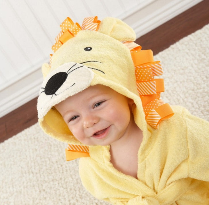 Cartoon Animal Baby Bathrobe – Soft Cotton Hooded Towel for Babies and Toddlers