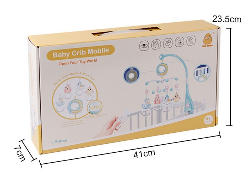 Baby Crib Mobile with Music & Projection – Rotating Rattle Toy Holder for Newborns