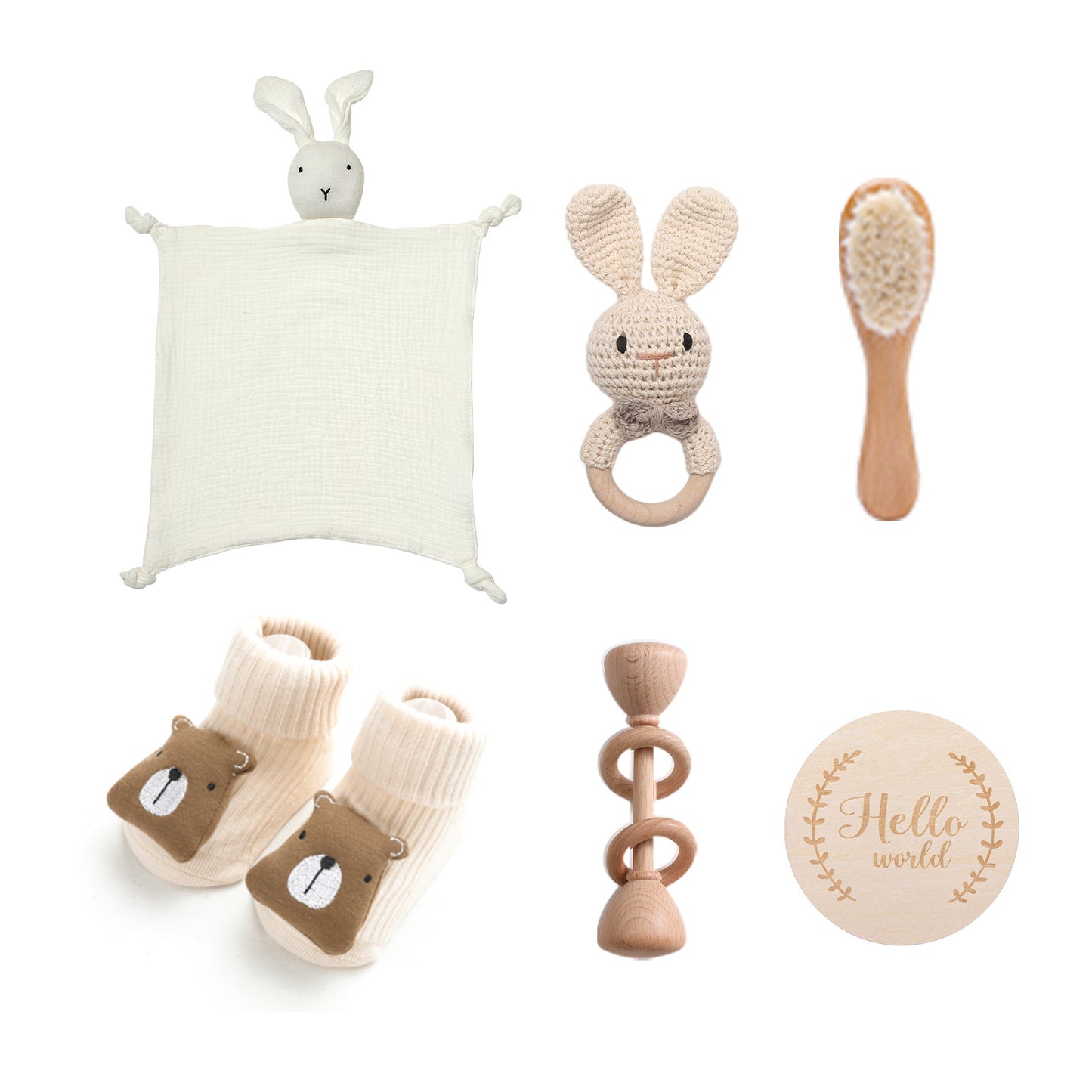 Adorable 3-Piece Infant Comfort Rattle & Rabbit Bath Towel Gift Set – Perfect for Cozy Moments!