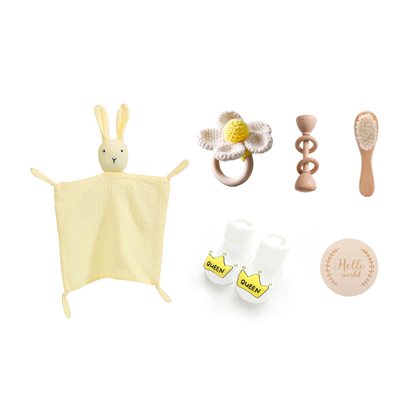 Adorable 3-Piece Infant Comfort Rattle & Rabbit Bath Towel Gift Set – Perfect for Cozy Moments!