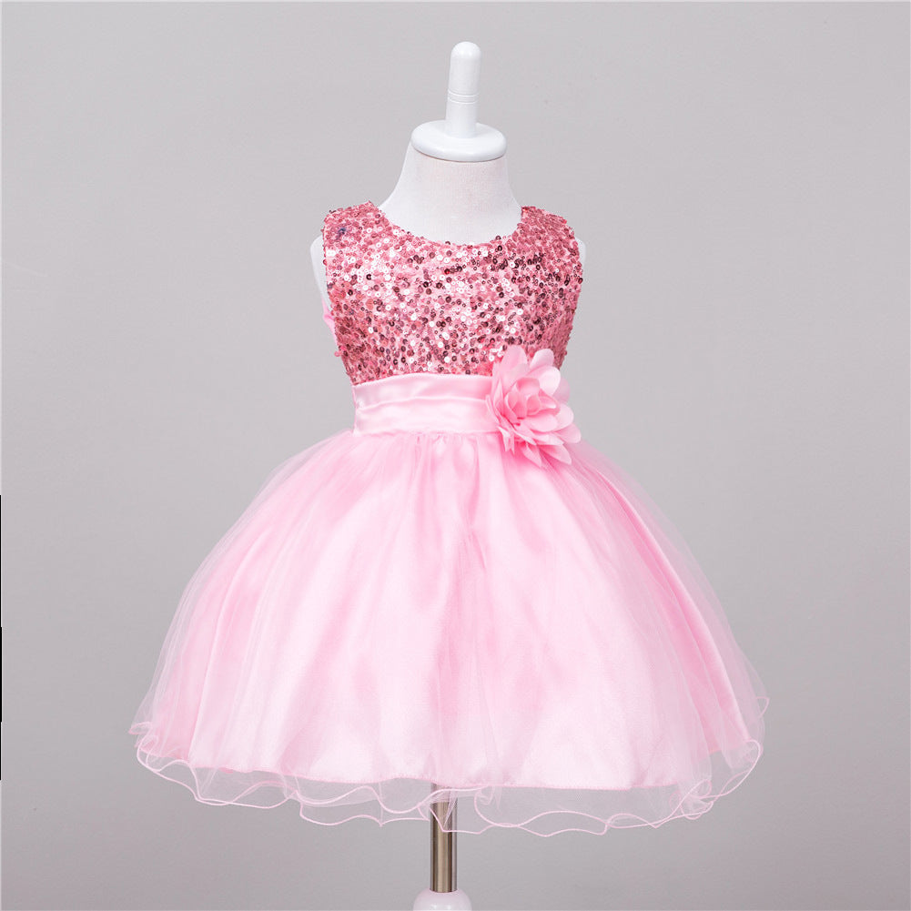Baby Sequin Flower Girl Dress – Elegant Princess Outfit for Weddings and Special Occasions
