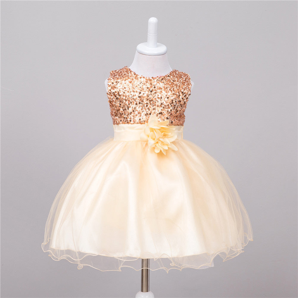 Baby Sequin Flower Girl Dress – Elegant Princess Outfit for Weddings and Special Occasions