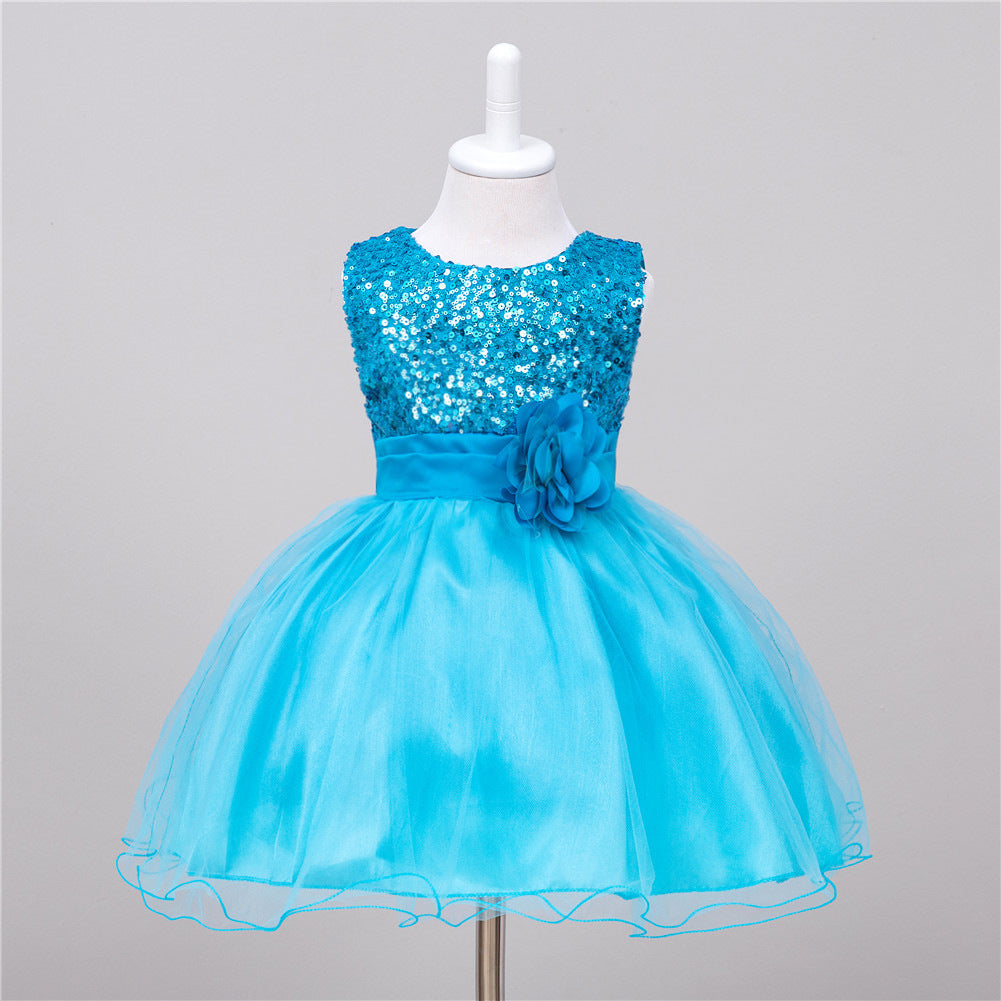 Baby Sequin Flower Girl Dress – Elegant Princess Outfit for Weddings and Special Occasions