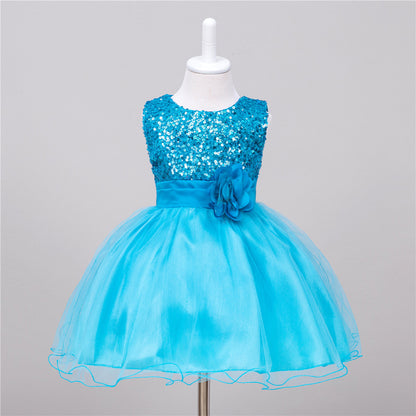 Baby Sequin Flower Girl Dress – Elegant Princess Outfit for Weddings and Special Occasions