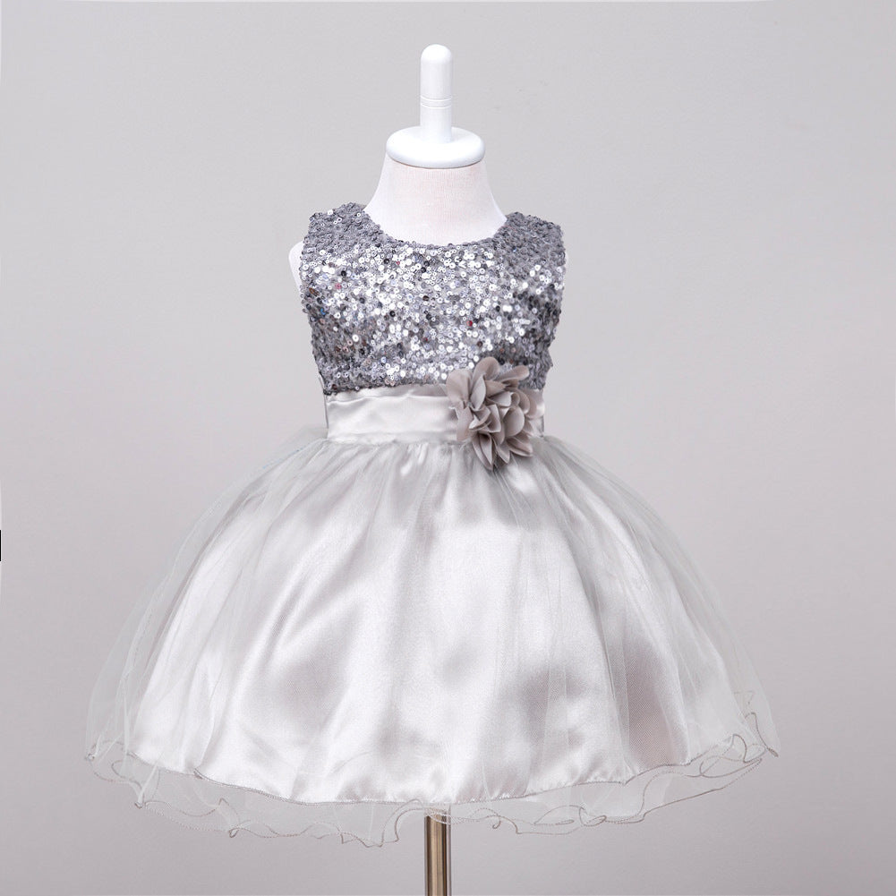 Baby Sequin Flower Girl Dress – Elegant Princess Outfit for Weddings and Special Occasions