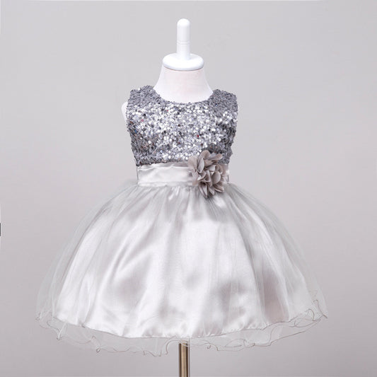 Baby Sequin Flower Girl Dress – Elegant Princess Outfit for Weddings and Special Occasions