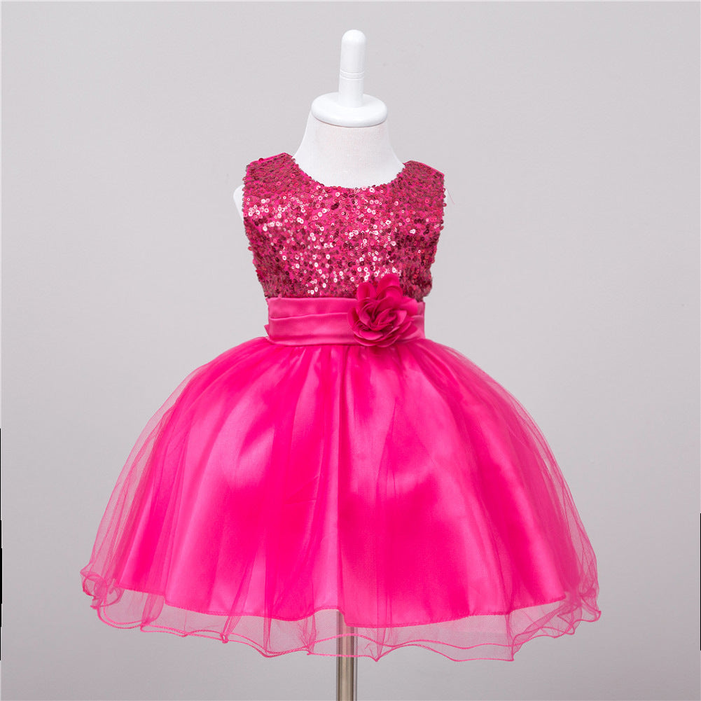 Baby Sequin Flower Girl Dress – Elegant Princess Outfit for Weddings and Special Occasions
