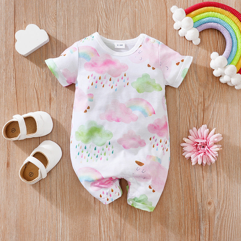 Baby Girl Summer Jumpsuit – Lightweight Short-Sleeve Outfit for Warm Days