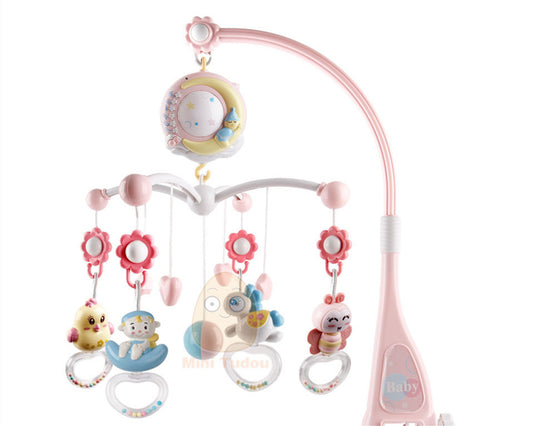 Baby Crib Mobile with Music & Projection – Rotating Rattle Toy Holder for Newborns