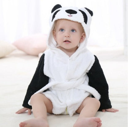 Cartoon Animal Baby Bathrobe – Soft Cotton Hooded Towel for Babies and Toddlers