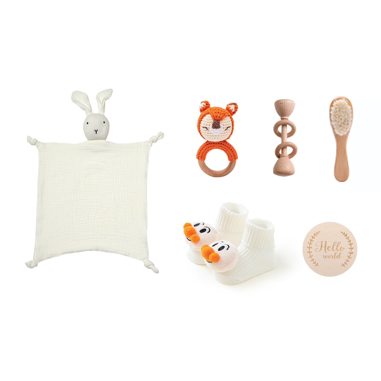Adorable 3-Piece Infant Comfort Rattle & Rabbit Bath Towel Gift Set – Perfect for Cozy Moments!