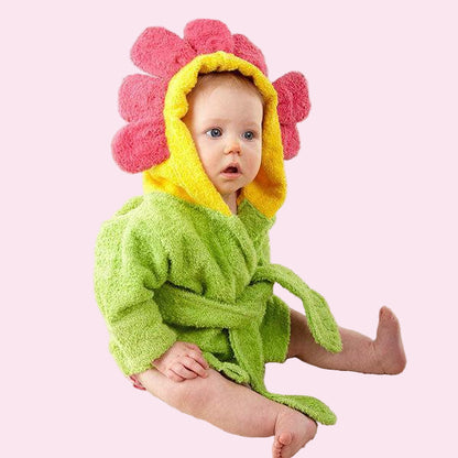 Cartoon Animal Baby Bathrobe – Soft Cotton Hooded Towel for Babies and Toddlers