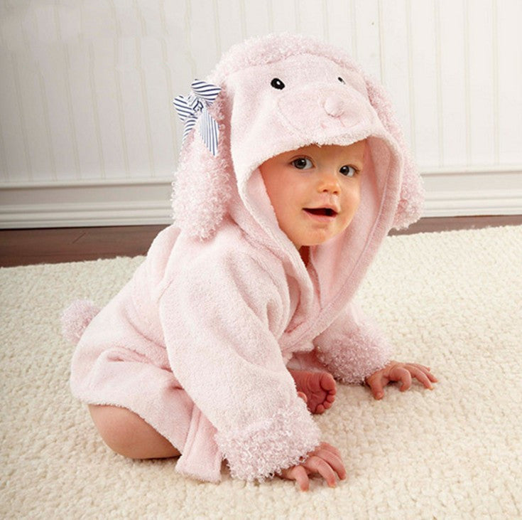 Cartoon Animal Baby Bathrobe – Soft Cotton Hooded Towel for Babies and Toddlers
