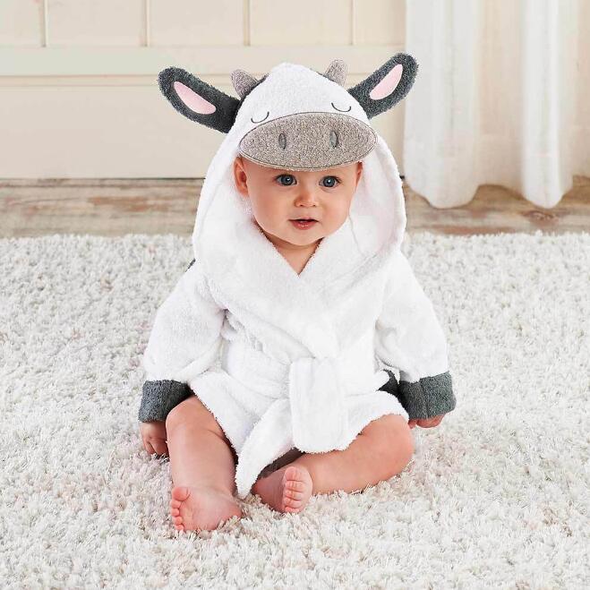 Cartoon Animal Baby Bathrobe – Soft Cotton Hooded Towel for Babies and Toddlers