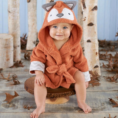 Cartoon Animal Baby Bathrobe – Soft Cotton Hooded Towel for Babies and Toddlers