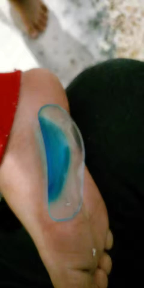 Arch support insole placed correctly on foot arch