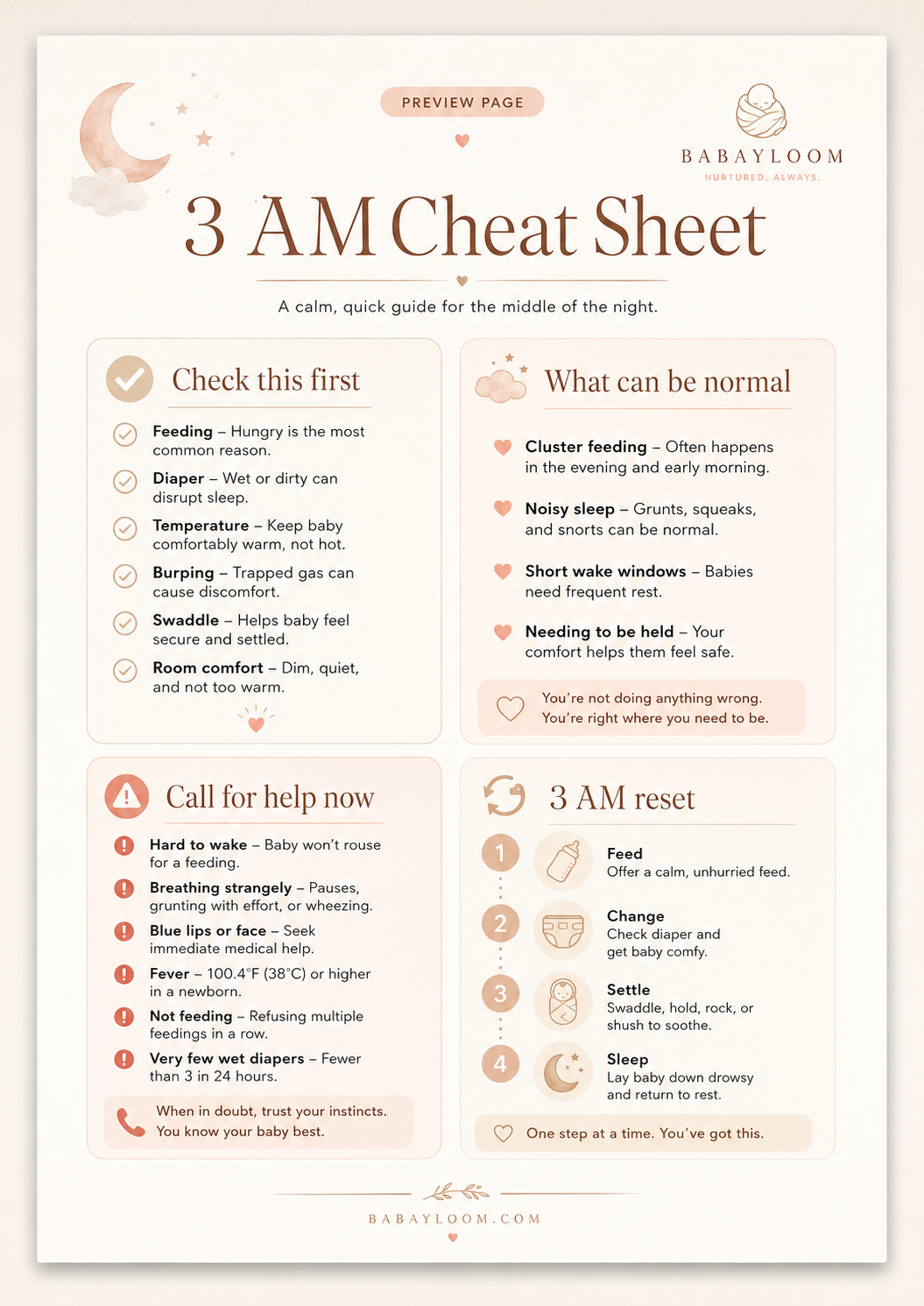Preview of the Babayloom 3 AM Cheat Sheet