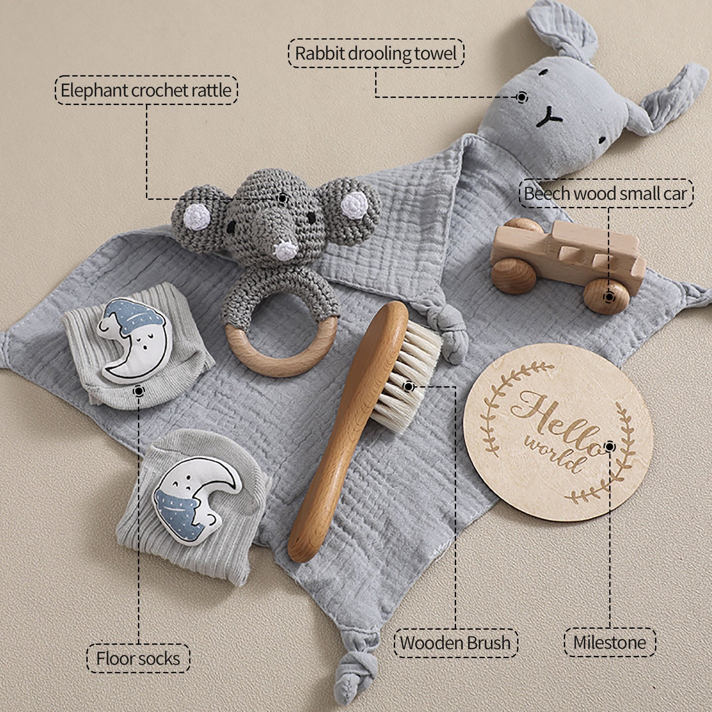 Adorable 3-Piece Infant Comfort Rattle & Rabbit Bath Towel Gift Set – Perfect for Cozy Moments!