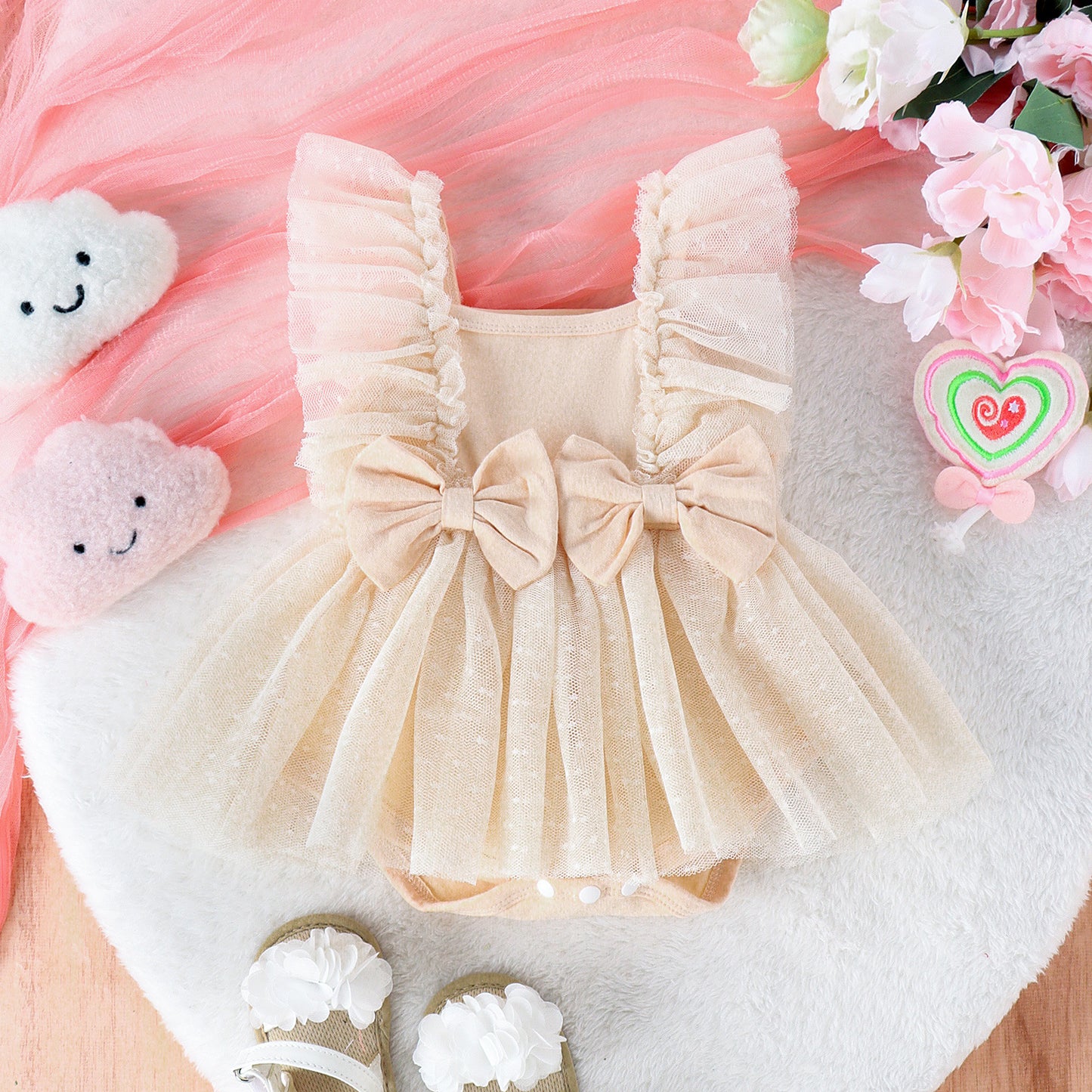 Baby Princess Jumpsuit Dress – Adorable Net Skirt Bodysuit for Newborn Girls