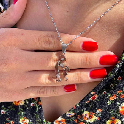 Mother & Child Necklace – Stainless Steel Symbol of Endless Love