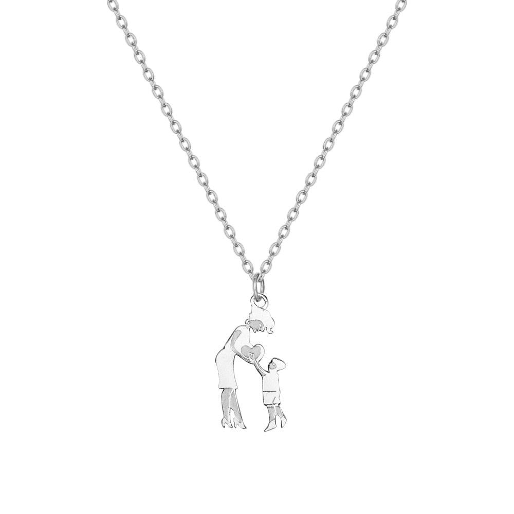 Mother & Child Necklace – Stainless Steel Symbol of Endless Love
