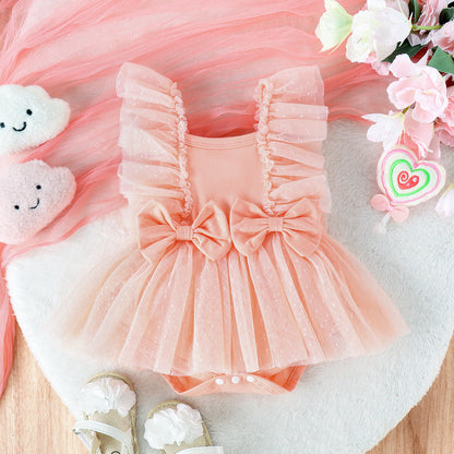 Baby Princess Jumpsuit Dress – Adorable Net Skirt Bodysuit for Newborn Girls